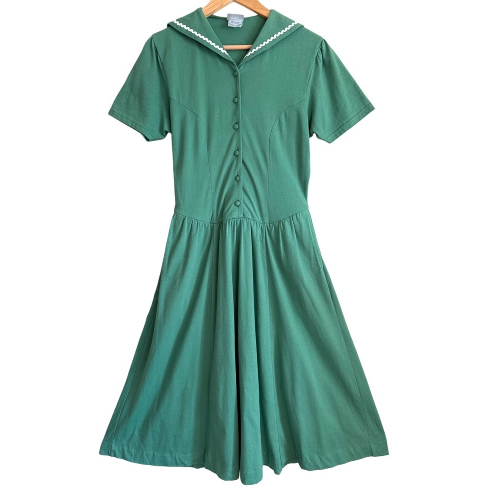 LAURA ASHLEY Vintage 100% Cotton Retro Feminine Timeless Sailor Midi Dress Sz 6